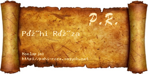 Páhi Róza névjegykártya